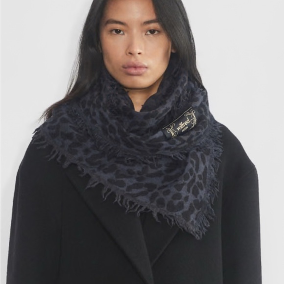 Wilfred Accessories - BNWT Wilfred Merino Wool leopard print Triangle Scarf O/S Kinetic /Black